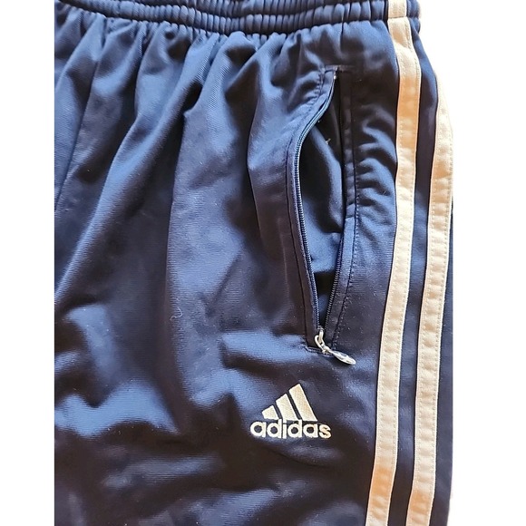 VTG Y2K 90s Adidas Pants Snap Tearaway 3 Stripe Warm Up Swisher Track Blue Men M - Picture 12 of 12